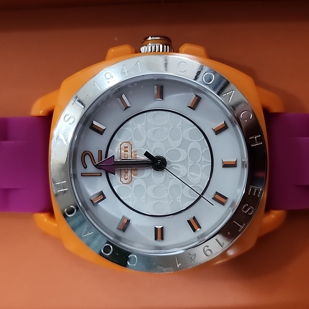 NWT Coach Pink and Orange Stainless Steel Watch - Picture 2 of 13